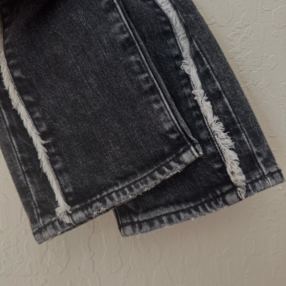 PAIGE Brigitte Fringe Trimmed Mid-Rise Slim Jeans Black Size 27 - Picture 14 of 16
